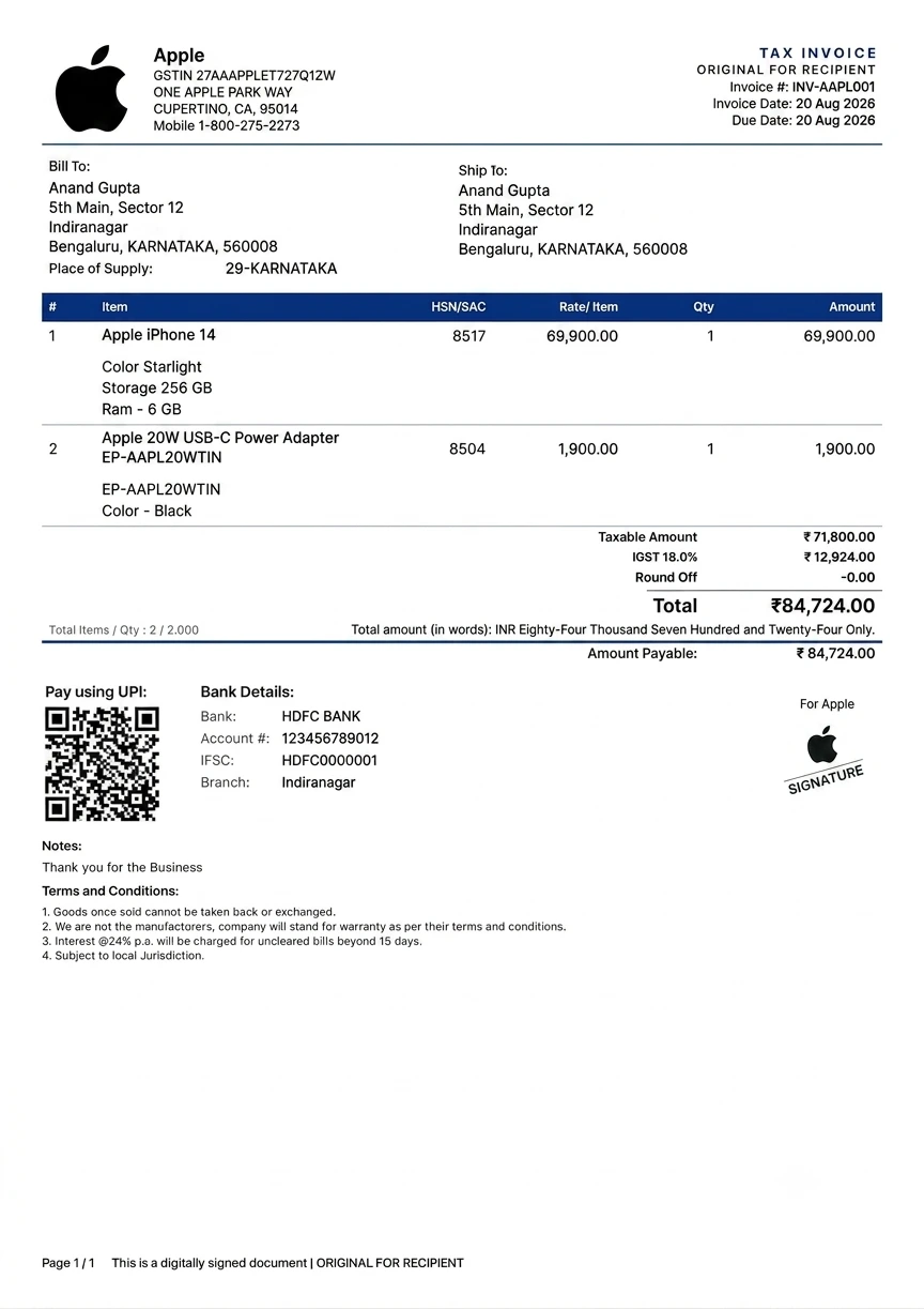 Classic GST Invoice Template