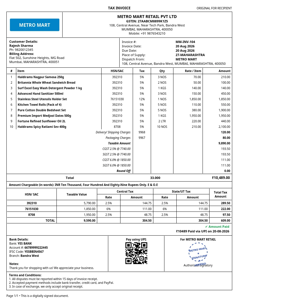 Compact GST Invoice Template