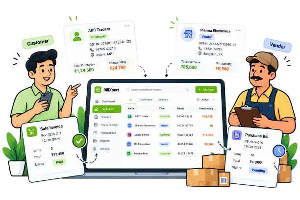 BillXpert Customer & Vendor Khata Ledgers