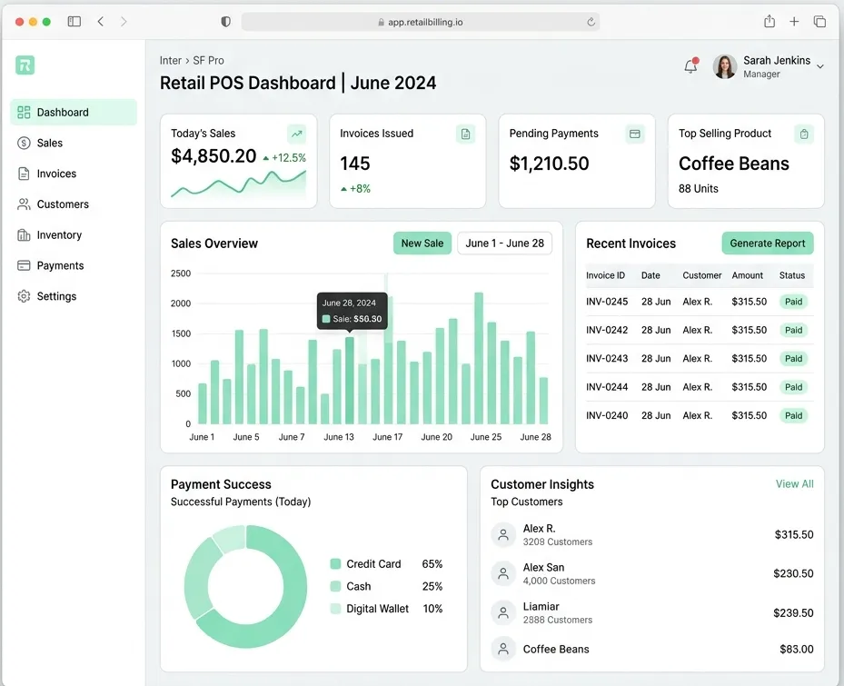 BillXpert Retail Billing Dashboard Preview