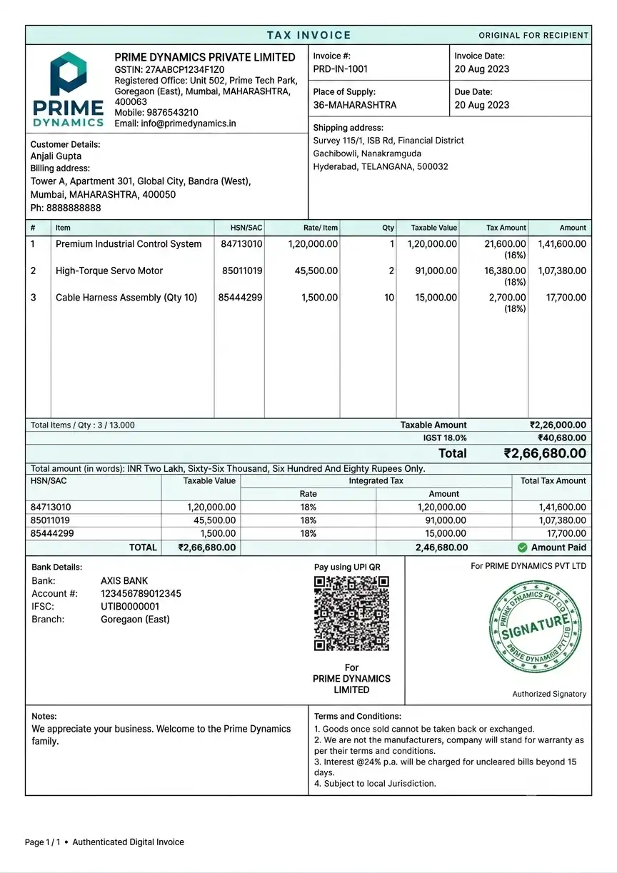 Evergreen GST Invoice Template