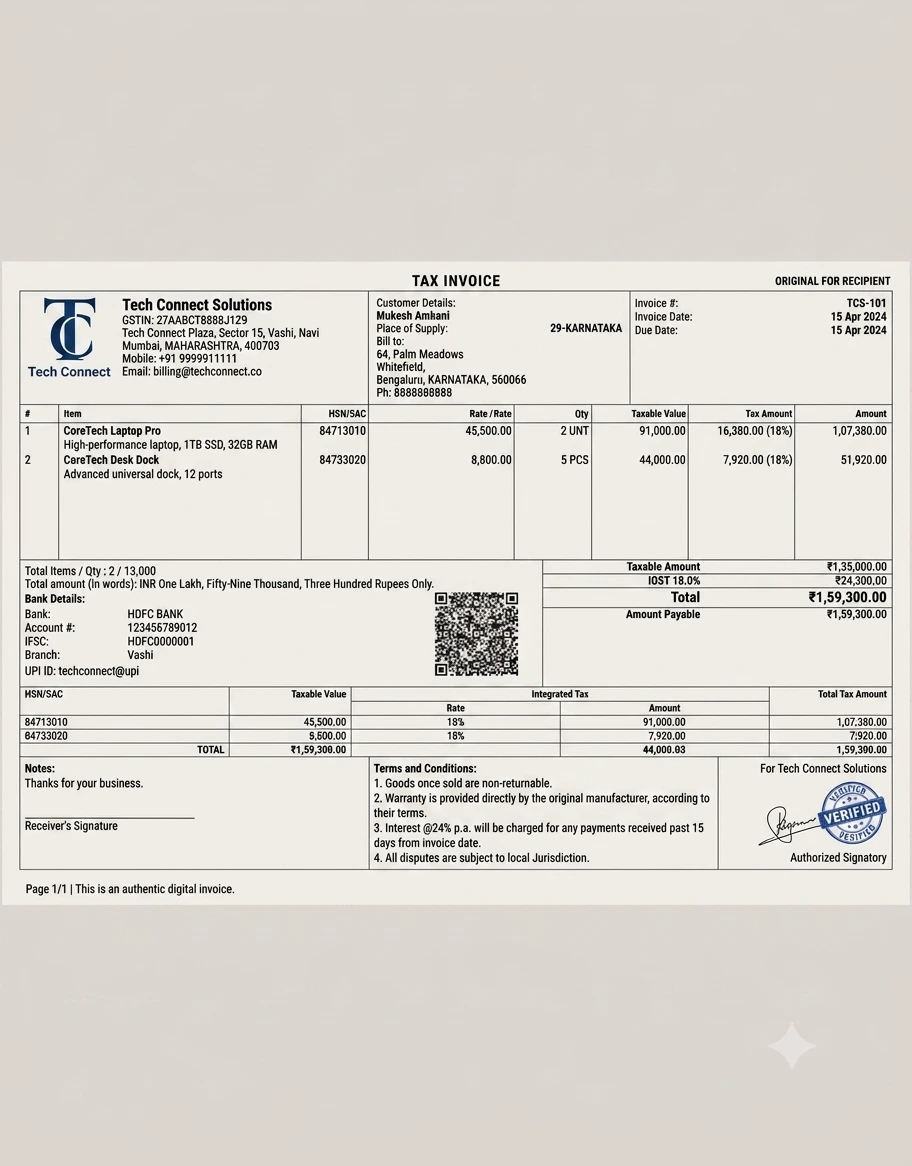 Landscape GST Invoice Template