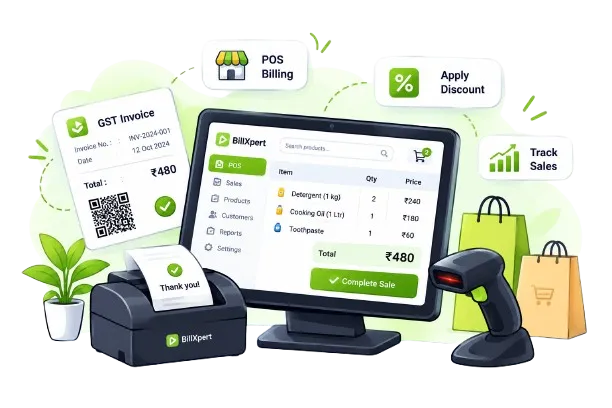 BillXpert Touch POS & GST Billing Software Interface