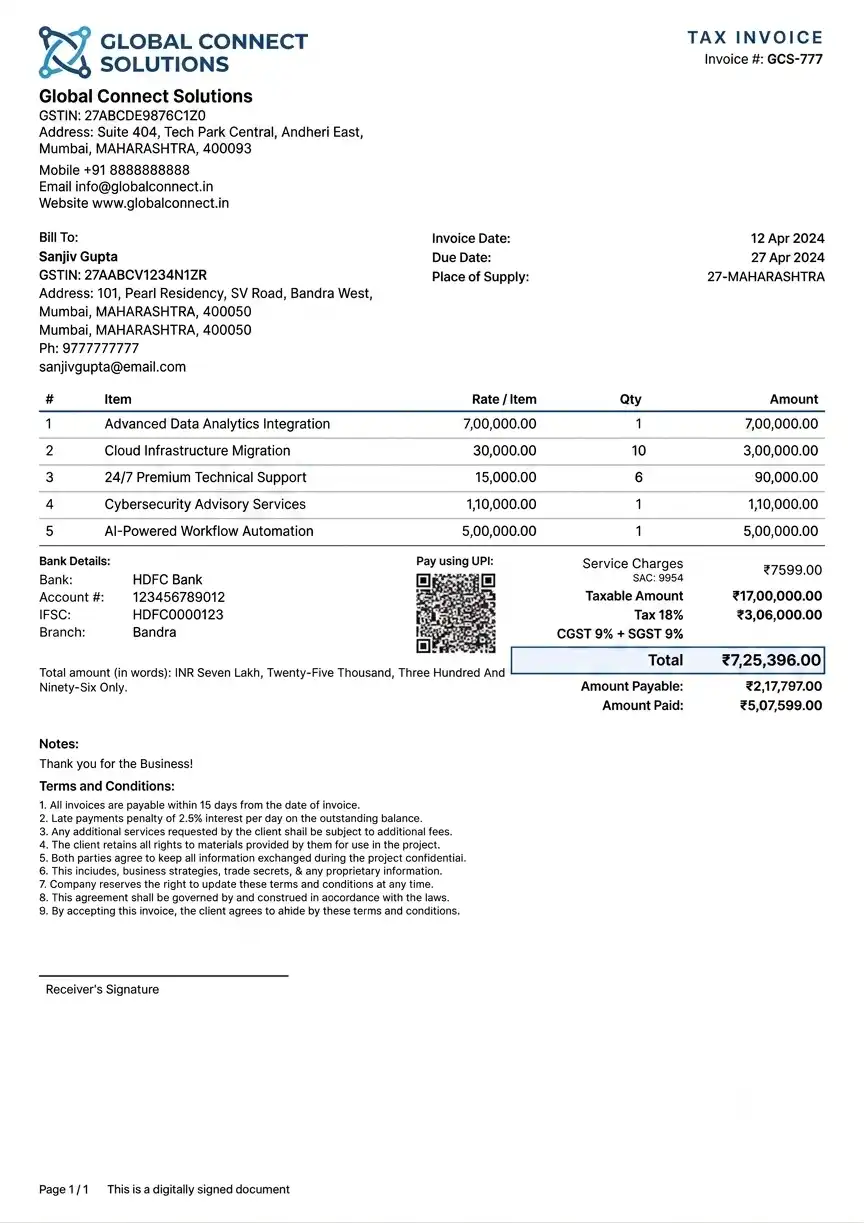 Service Template 2 GST Invoice Template