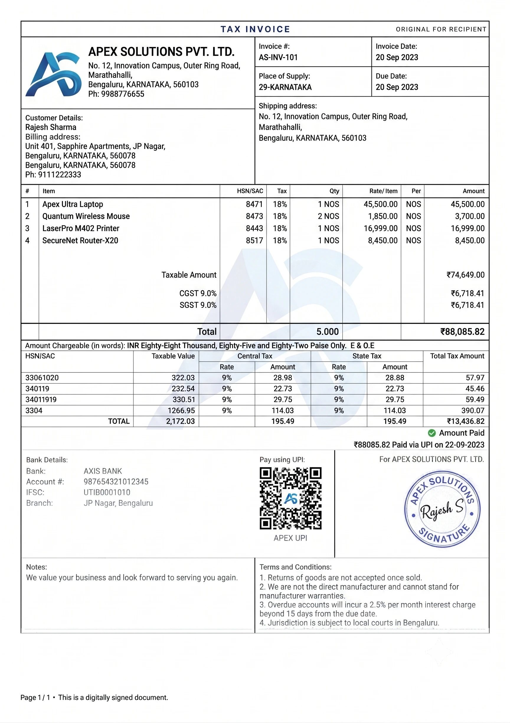 Vintage GST Invoice Template