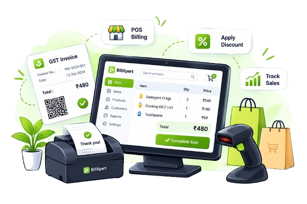 BillXpert Touch POS & GST Billing Software Interface